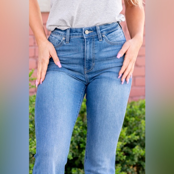 KanCan High Waist Super Flare Leg Jeans Medium Wash - Picture 6 of 8